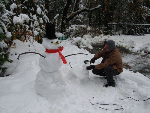 Jonny and snowman